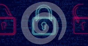 Cyber security background with padlock