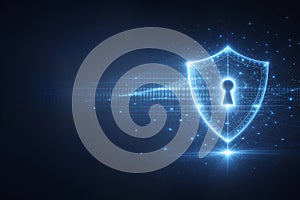 Cyber Security Website Header with Digital Shield and Copy Space