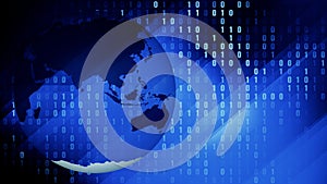 Global communication and binary globe rectangles exploring world of binary code, global networks, and digital world technology