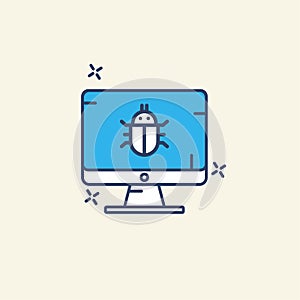 Cyber security bug icon vector