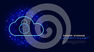 Cyber security business concept. Cloud data protection technology with padlock on abstract polygonal background. Banner, poster, a