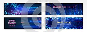 Cyber security for business and internet projects. Abstract web design banner. Modern graphic template for websites. High tech