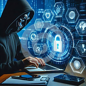 CYBER SECURITY Business technology Antivirus Alert Protection Security AI generated