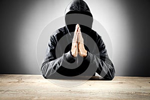 Cyber security, computer hacker with hoodie