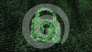 Cyber security concept. Abstract digital background. Binary code. Green color. 3D rendering