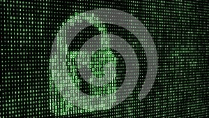 Cyber security concept. Abstract digital background. Binary code. Green color. 3D rendering