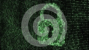 Cyber security concept. Abstract digital background. Binary code. Green color. 3D rendering
