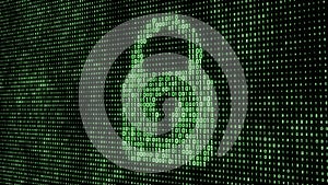 Cyber security concept. Abstract digital background. Binary code. Green color. 3D rendering