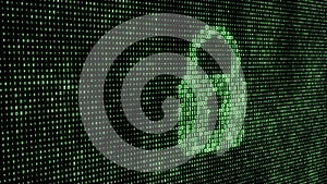 Cyber security concept. Abstract digital background. Binary code. Green color. 3D rendering