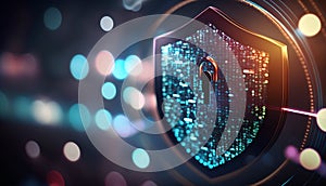 Cyber security concept. 3d rendering toned image double exposure