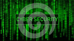 Cyber security concept. Digital background blue matrix. Binary computer code. Vector illustration