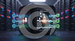 Cyber Security Concept With Digital Keys And Data Flow
