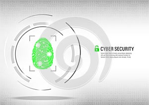 Fingerprint on digital white background.