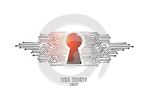 Cyber security concept. Hand drawn isolated vector.