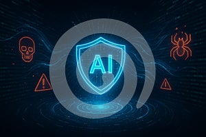Cyber security concept. Professionals use artificial intelligence AI and techniques to protect organizations from