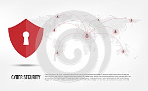Shield on internet hacker background