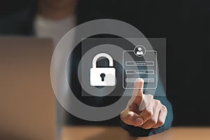 Cyber ??Security Concept, User Authentication System with Name and Password, Technology Security Concept