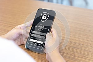 cyber security concept Users log in with their public username and password. Data protection, Internet security access, Secure