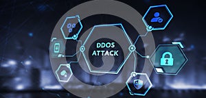 Cyber security data protection business technology privacy concept. Ddos attack