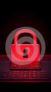 Cyber security and data protection on internet. Red padlock, secure access and encrypted connection protecting online information