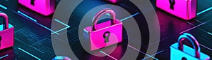 Cyber Security Digital Padlocks Data Protection