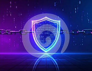 Cyber Security Digital Shield with Data Encryption Network Protection Concept