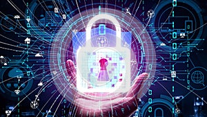 Cyber security encryption technology to protect data privacy conceptual