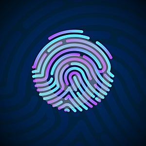 Cyber Security Finger Print Scanned. Fingerprint Scanning Identification System. Biometric Authorization and Security Concept.