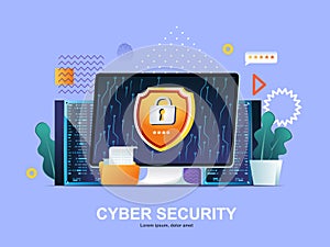 Cyber security flat concept with gradients