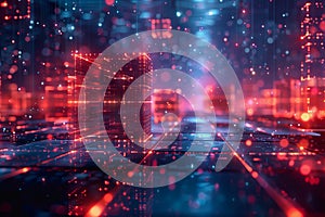 cyber security futuristic, dynamic data stream digital binary big data, and blockchain transactions.