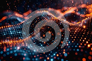 cyber security futuristic, dynamic data stream digital binary big data, and blockchain transactions.