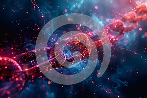 cyber security futuristic, dynamic data stream digital binary big data, and blockchain transactions.