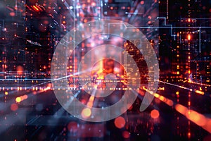 cyber security futuristic, dynamic data stream digital binary big data, and blockchain transactions.