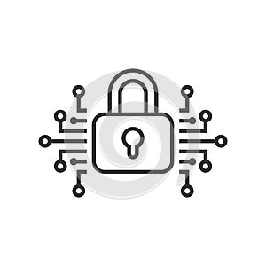 Cyber security icon in flat style. Padlock locked vector illustration on white isolated background. Closed password business