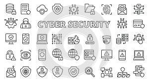 Cyber security icon line design. Cyber, IT security, technology, cybersecurity, vector illustrations. Cyber security