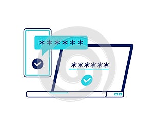 Cyber security icon. Two-factor or multifactor authentication.