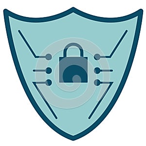 Cyber security icon. Vector flat data protection icon.