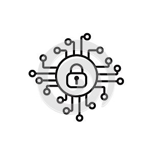 Cyber security icon vector. Security logo Artificial Intelligence Keyhole symbol speed internet technology sign for graphic design