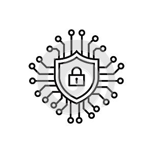 Cyber security icon vector. Security logo Artificial Intelligence Keyhole symbol speed internet technology sign for graphic design