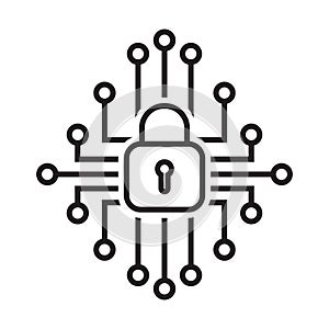 Cyber security icon vector. Security logo Artificial Intelligence Keyhole symbol speed internet technology sign for graphic design