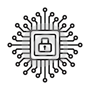Cyber security icon vector. Security logo Artificial Intelligence Keyhole symbol speed internet technology sign for graphic design