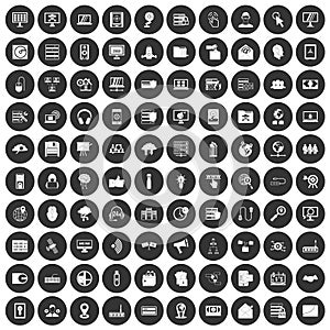 100 icone impostato nero cerchio 