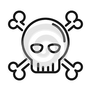Cyber security and information or network protection danger caution line style icon
