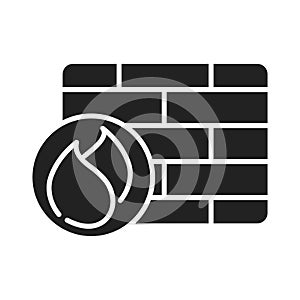 Cyber security and information or network protection firewall system silhouette style icon