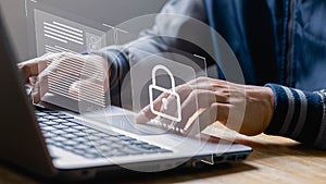 Cyber security internet, firewall and networking concept. information security, encryption, data protection, secured internet