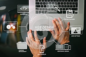 cyber security internet and networking concept.Businessman hand