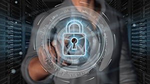 Cyber security internet and networking concept - 3D rendering