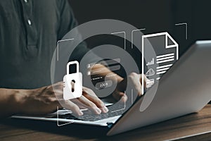 Cyber security internet and networking concept. information security and encryption