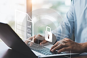 Cyber security internet and networking concept. information security and encryption