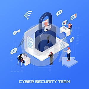 Cyber Security Isometric Concept
